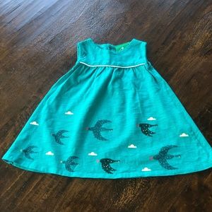 Teal Green Organic Cotton Bird Dress